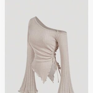 Elegant Off-Shoulder Beige Sweater